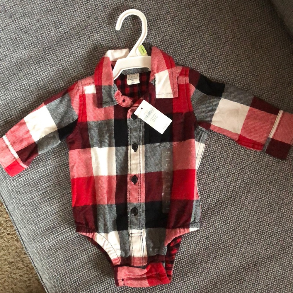 Plaid button up onesie